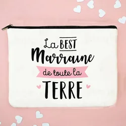 En iyi Vaftiz Anası Fransız Baskı Makyaj Çantaları Seyahat Tuvalet Organizatör Kadın Yıkama saklama çantası Kadın Kozmetik Durumda Marraine Hediyeler