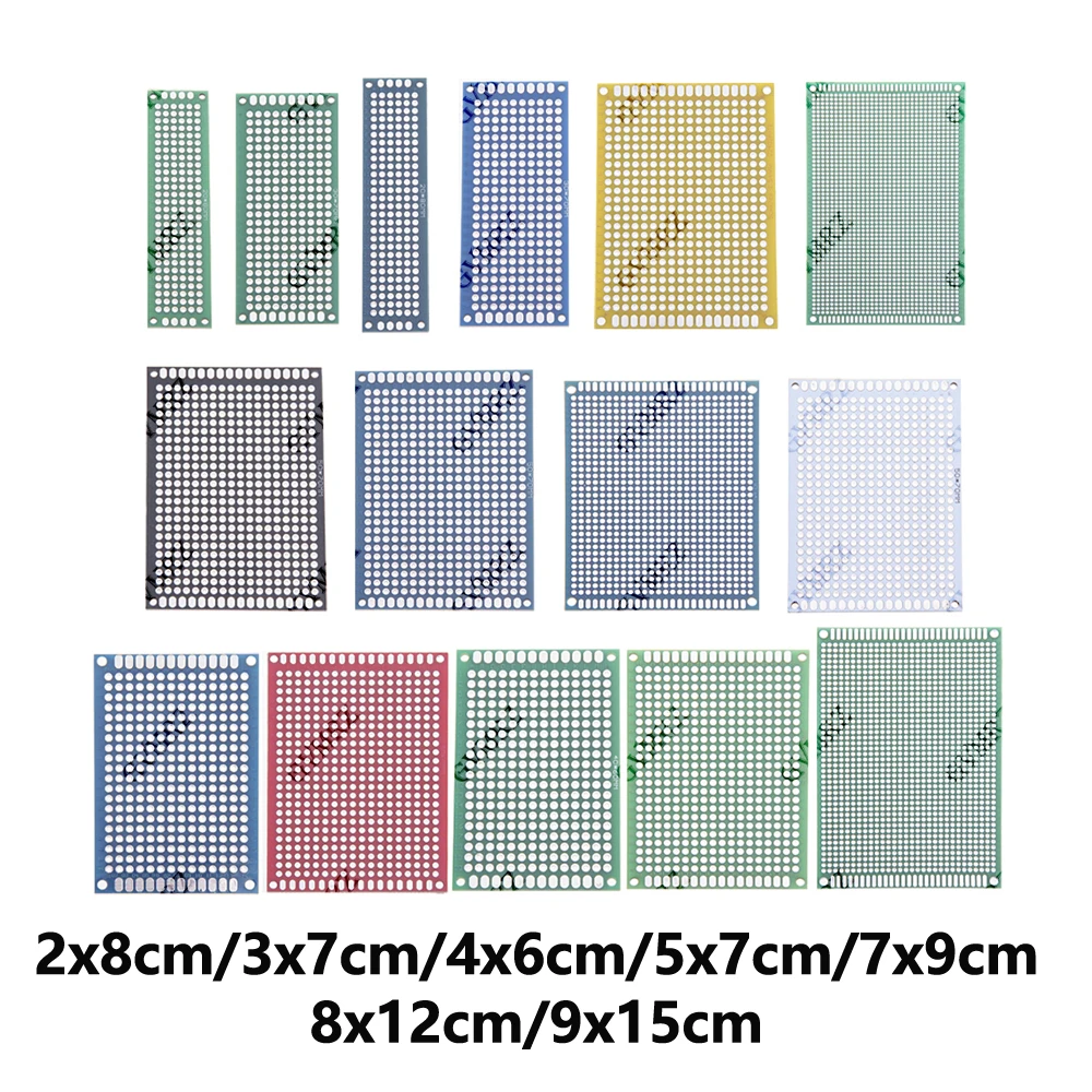 5x7/2x8/3x7 Double Sided PCB Prototype Board Universal Through Hole Perfboard Assorted Sizes and Colors for DIY Electronics