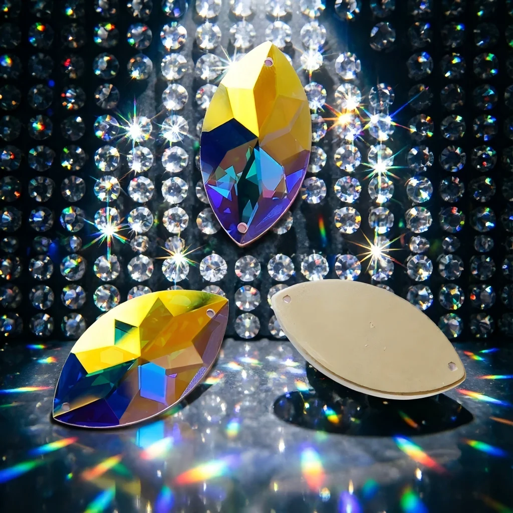 YANRUO 2103TH Navette Boutique Mirror Crystal AB Sew On Crystal Gems Mirrors Crystal Stones DIY Decor Jewelry