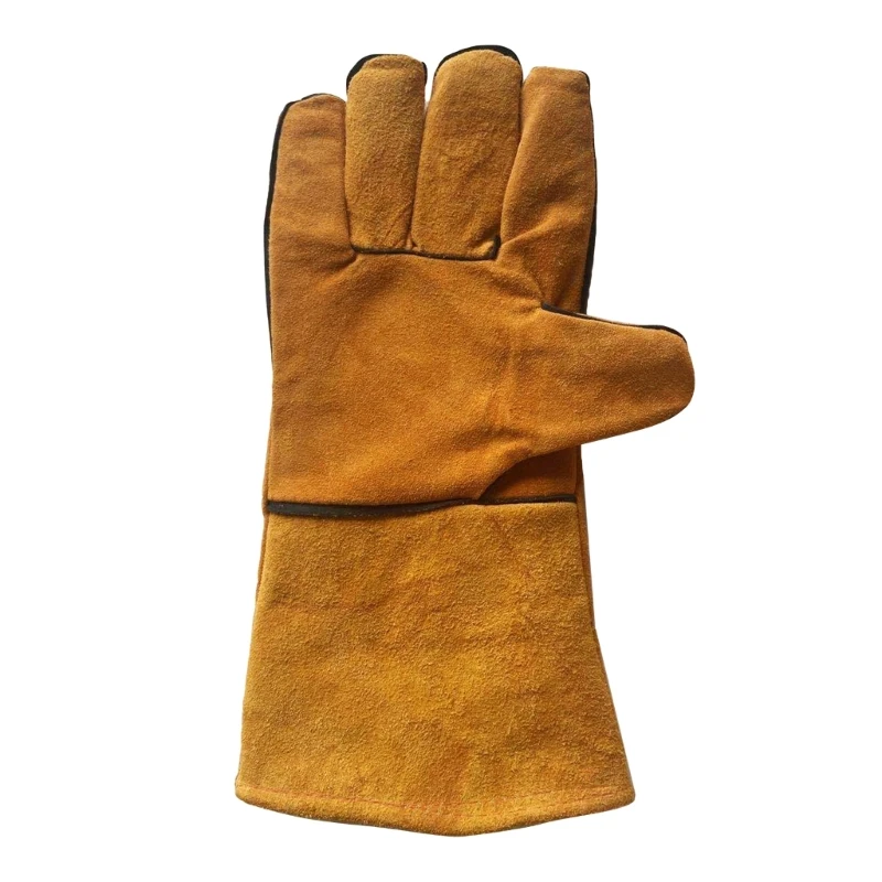 Guantes soldadura Guantes resistentes calor fuego Guantes cuero duraderos para barbacoa, horno