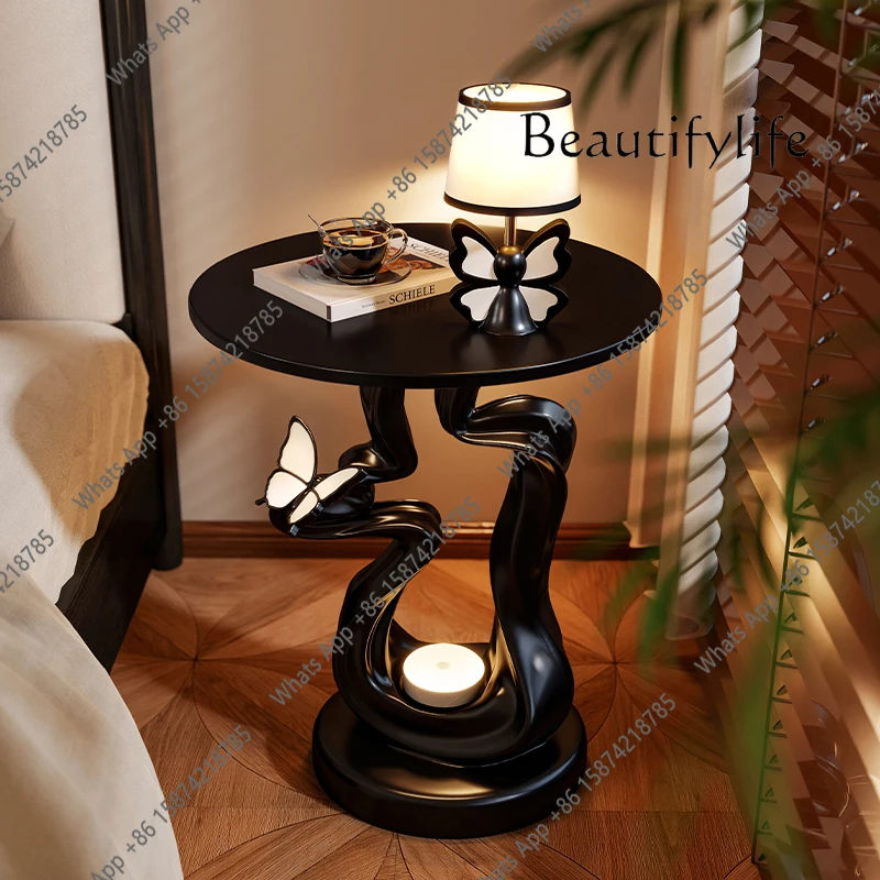 

Zx Art Bedroom Bedside Table Black Medieval Bedside Shelf Advanced Light Luxury Designer