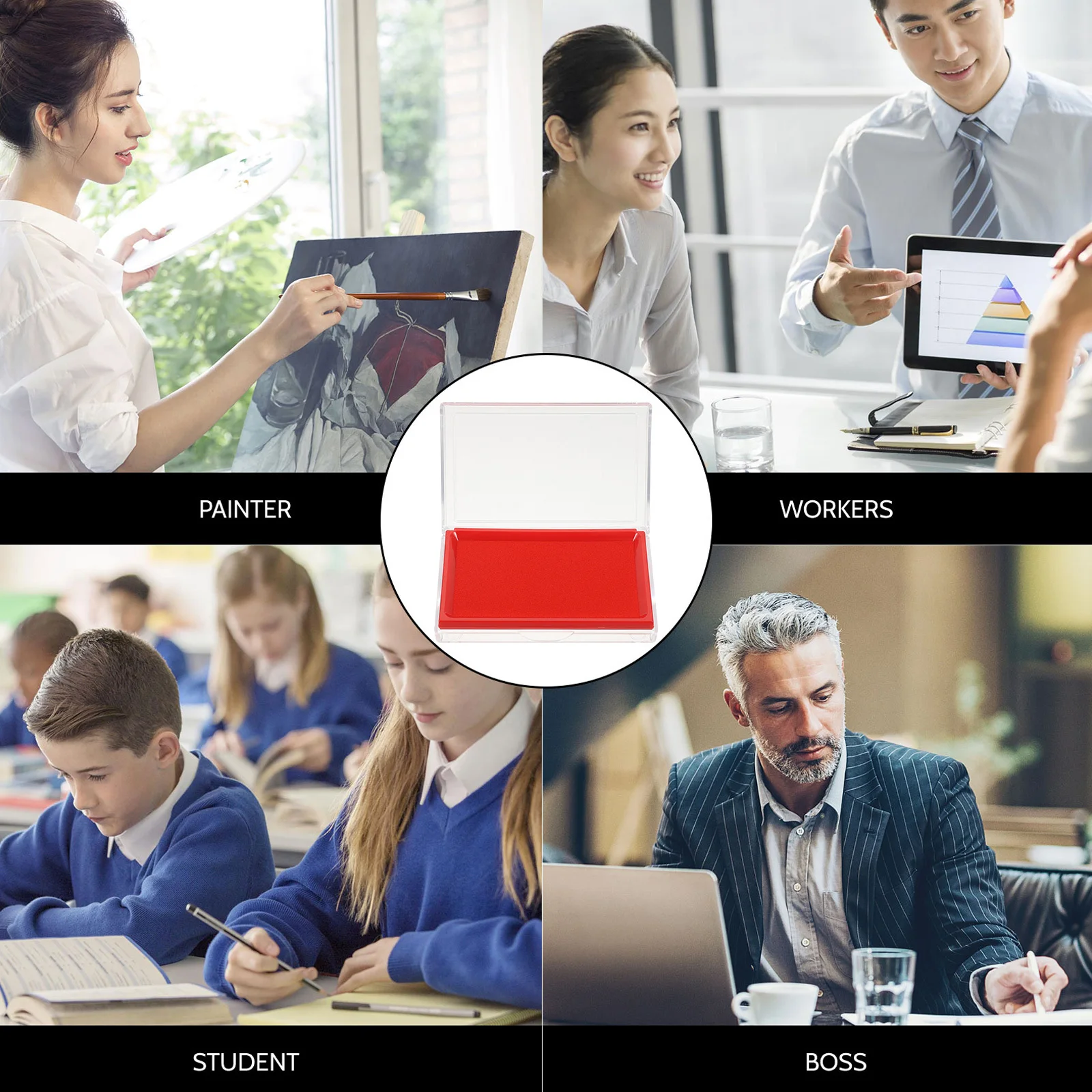 Red Ink Pad For Calligraphy Painting Abs Clear Box Durable Smooth Practical Diy Drawing Tool Stamp Supply Craft Artwork Sealing