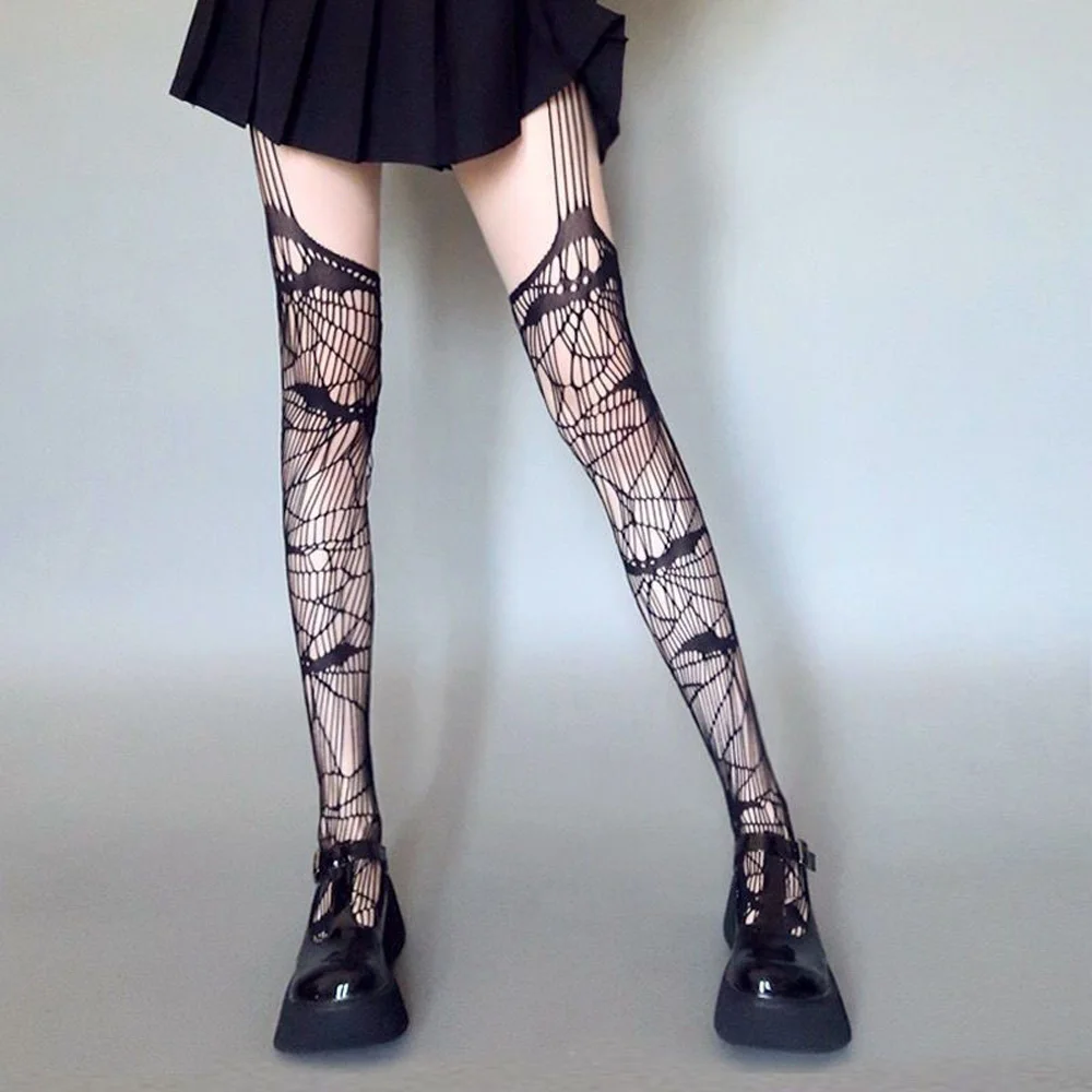 Halloween Skull Spider Web Sexy Stockings Punk Halloween Women Pantyhose Horror Skull Shaped Lolita Hollow Out Mesh Tights