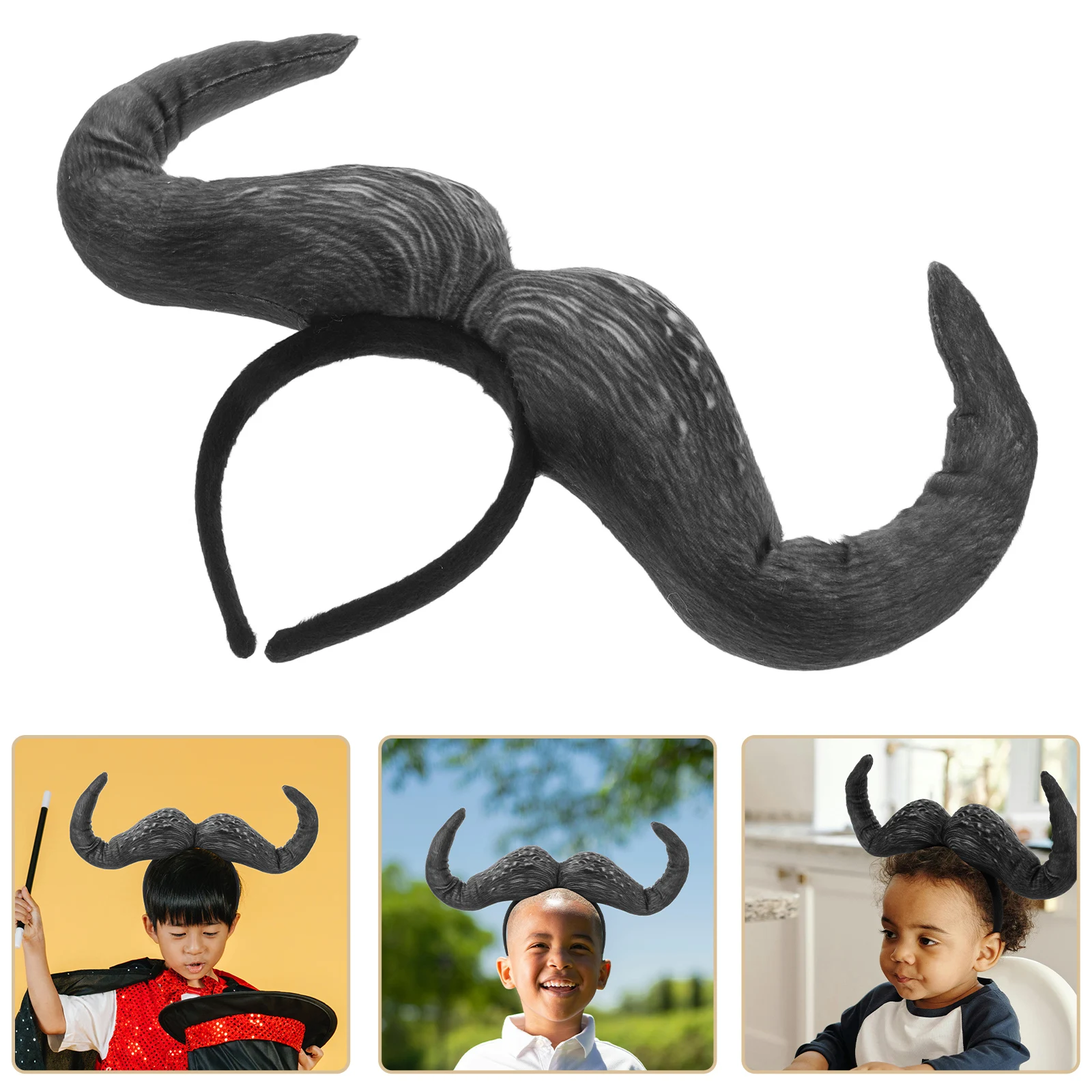 Halloween Hairband Cosplay Ox Horn Headband Bull Horn Headpiece for Party Decorations Fancy Dress Animal Costume Accessories