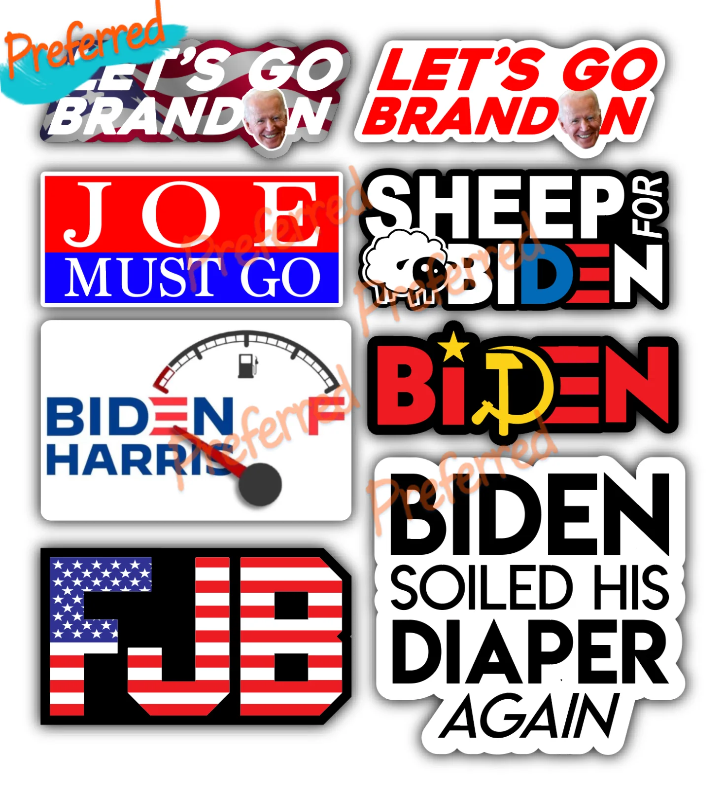 

Let's Go Brandon F Joe Biden FJB Hardhat USA America Sticker PACK Bottle Cooler