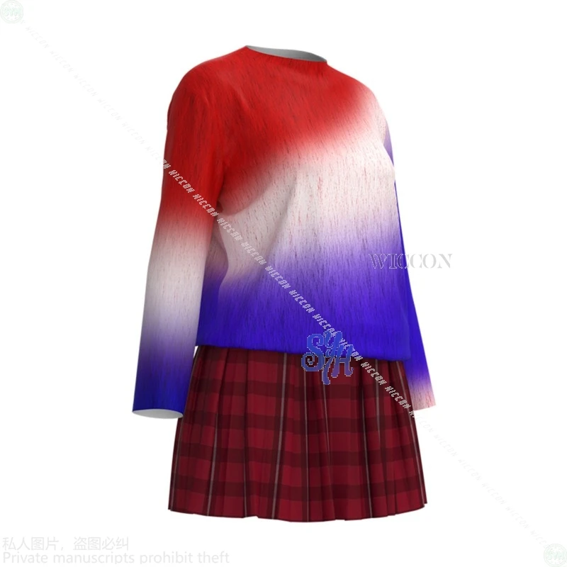 2025 أنيمي فيلم يوم زي الهالوين التأثيري الأحمر الأزرق التدرج سترة قوس قزح Harajuku Jirai Kei لوليتا فستان