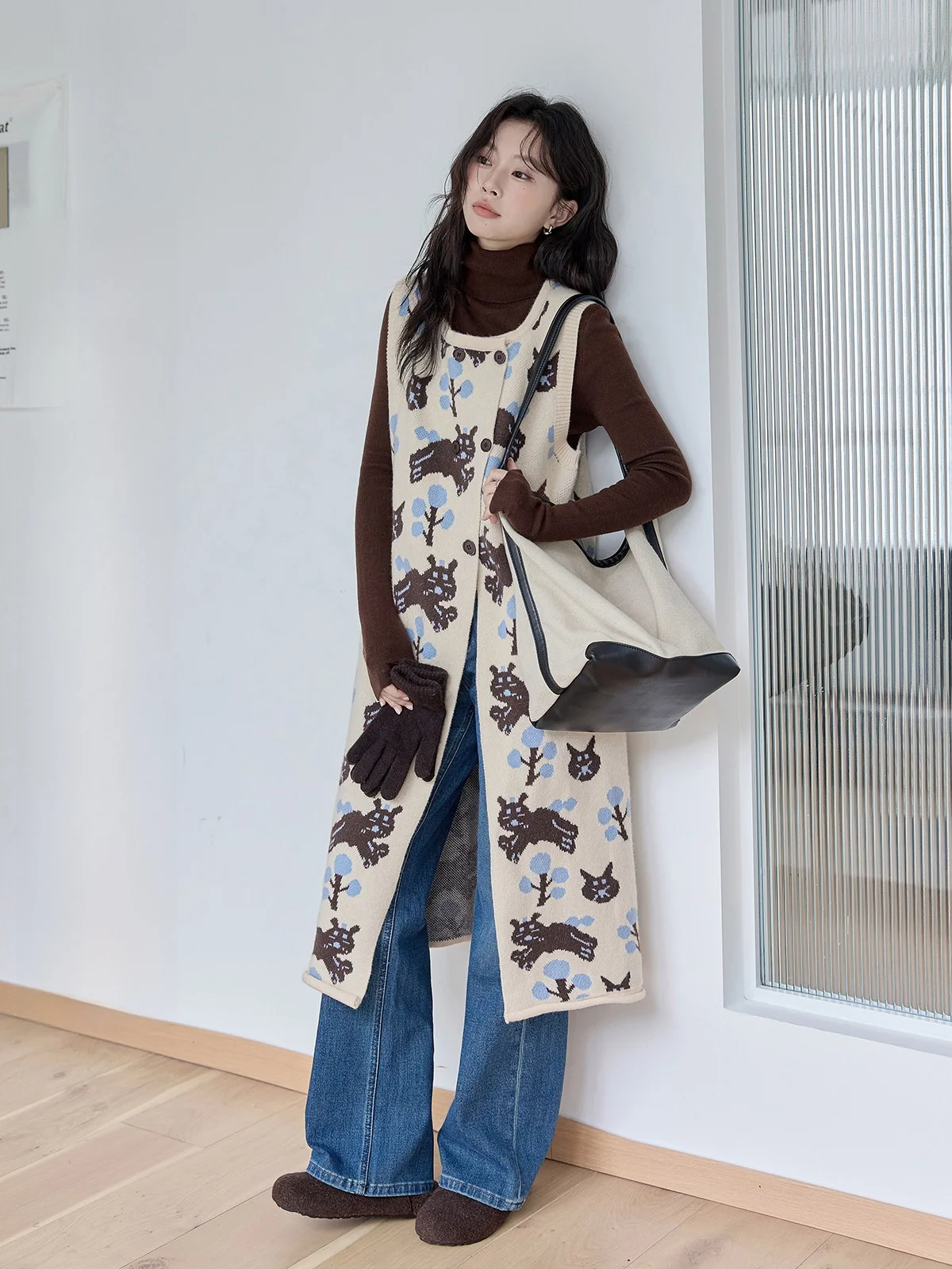 

HuiXi вязаный открытый кардиган, жилет, длинное платье, женская осенне-зимняя новая многослойная юбка с внутренним конском, корейская версия