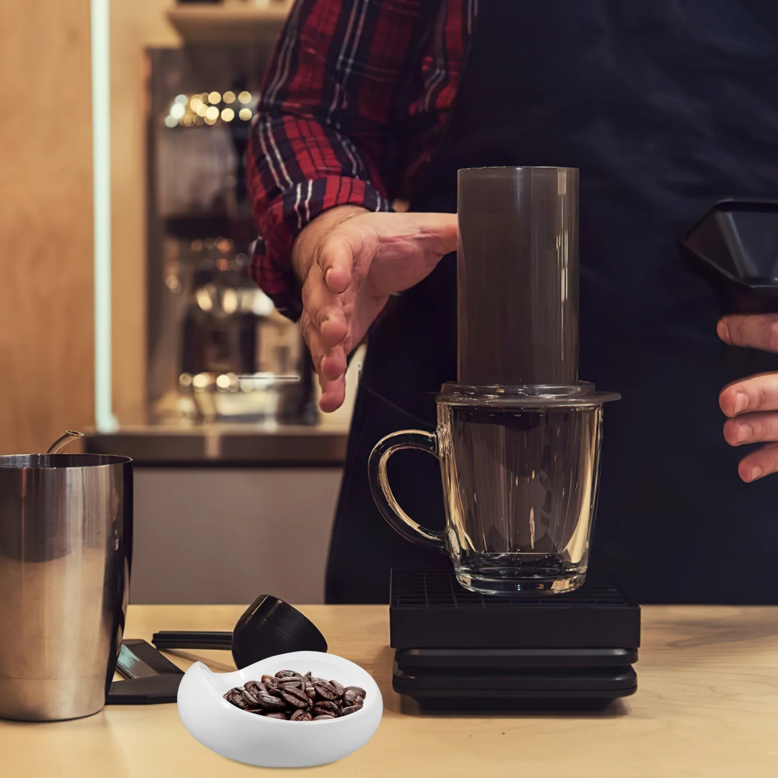 

Ceramic Coffee Bean Plate Sample Dish for Brewed Raw Beans Lightweight Portable Design Coffee Bean Dosing Cup