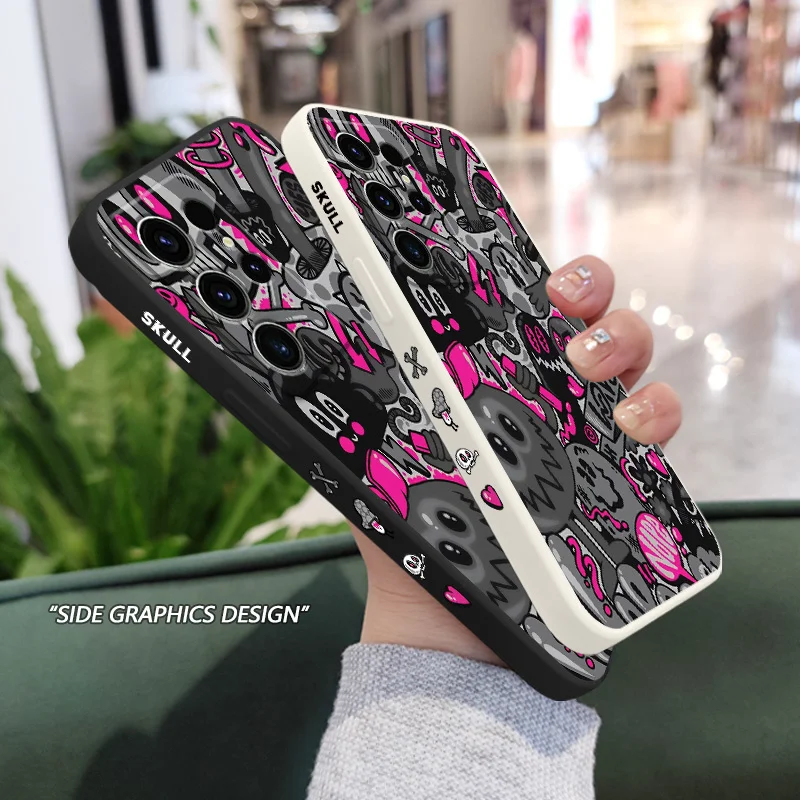 Rose Skull Phone Case For Samsung Galaxy S25 S24 S23 S22 S21 S20 S10 Ultra Plus FE Note 20 Ultra 10 Plus Cover