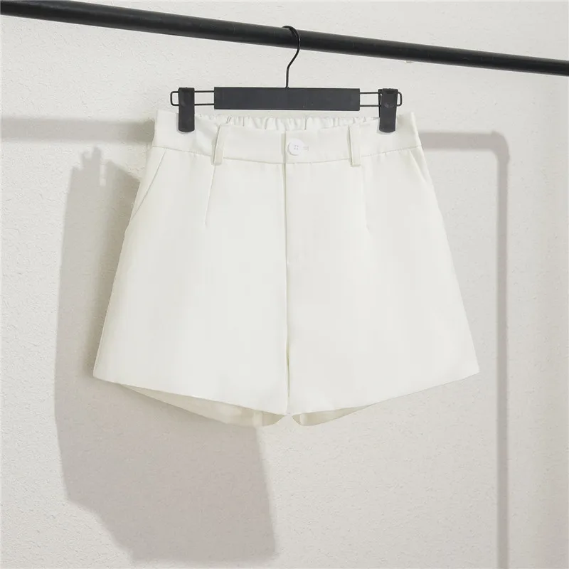 White Suit Shorts for Women in Summer Thin Loose Casual Wide-Leg Straight A-Line Three-Quarter Pants Shorts for Women