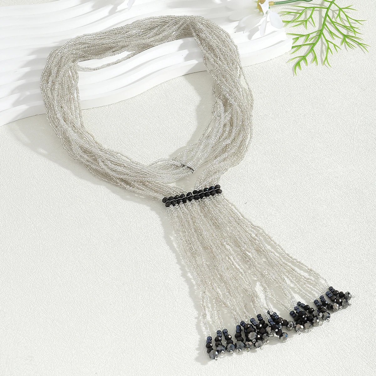 

Classical Beaded Combined Tie Long Necklace For Women Bohemia Handmade Seed Beads Multilayer Tassel Jewelry Banquet Accessories