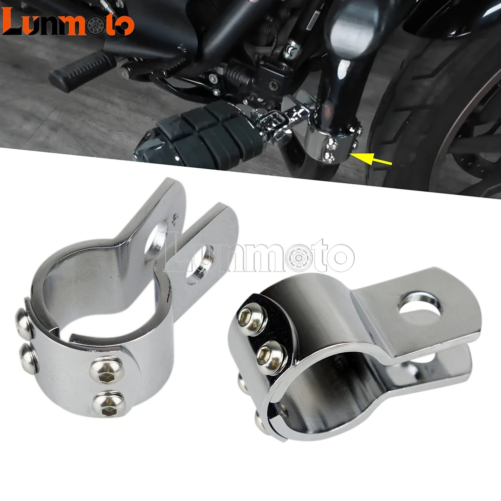 For Harley Dyna Softail Street Bob Super Wide Glide Fat Boy Low Rider Slim Highway Peg Clamp Engine Guard Frame Footpegs Bracket