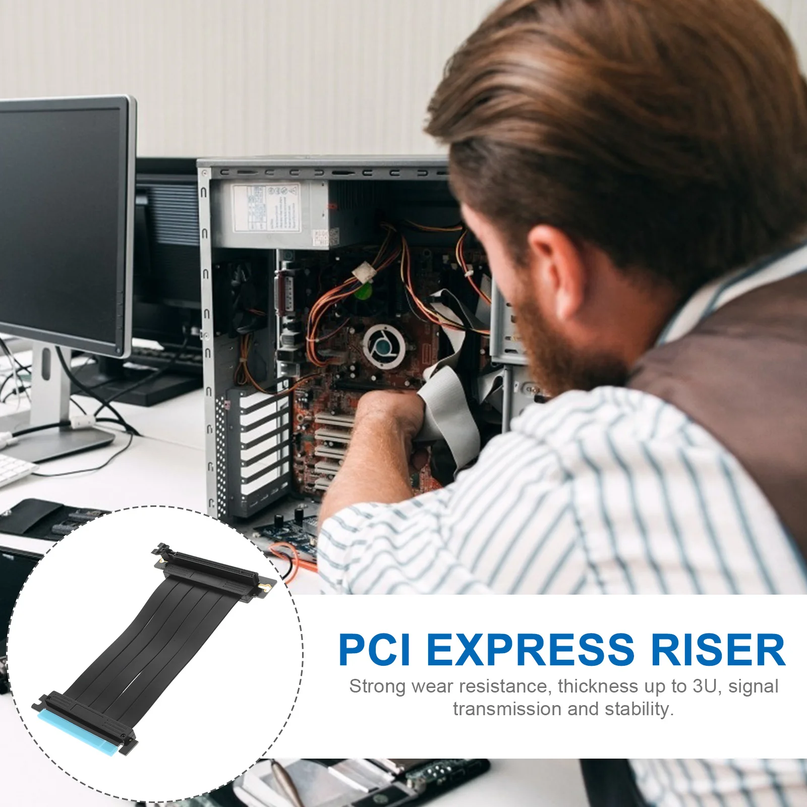 90 องศาสายไฟสูง PCIE Riser สาย PCI-E 30 Express ภายนอกพอร์ตอะแดปเตอร์ทองแดง Core ลวดคอมพิวเตอร์ SUPPLY