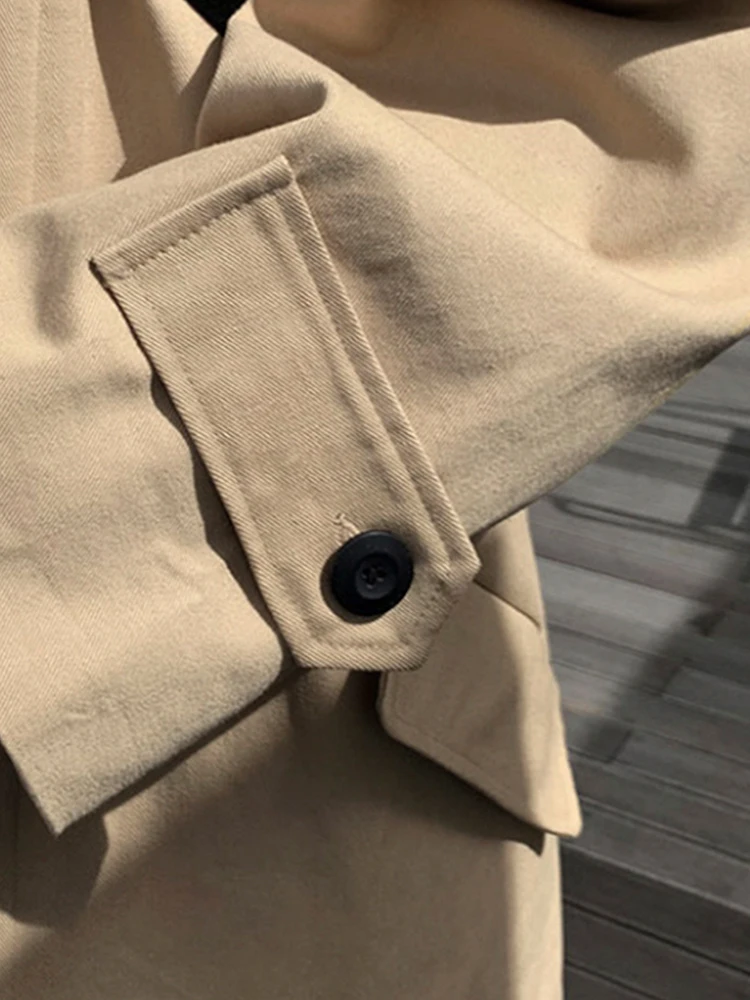 Mauroicardi Spring Autumn Long Oversized Black Khaki Trench Coat Men Raglan Sleeve Single Breasted Loose Casual Korean Fashion