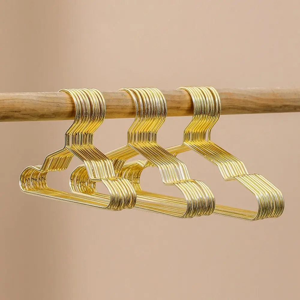 10pcs New 15/20/25cm Clothing Hangers Small Golden With Grooves Wardrobe Hanger Space Saving Metal Drying Rack Baby Clothing