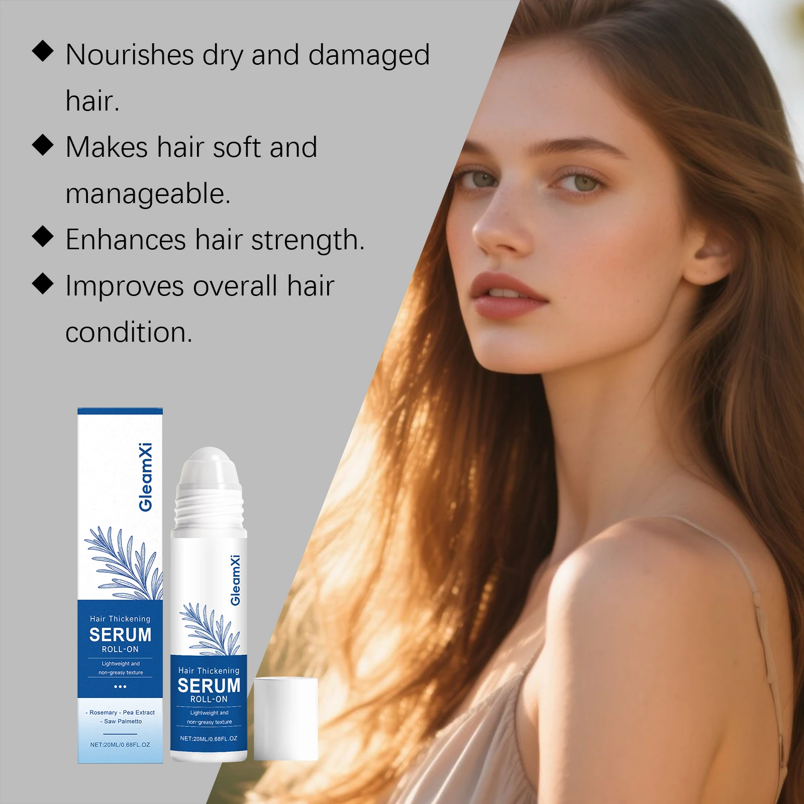 Hair Rolling Bead Essence - Gentle and Nourishing, Daily Refreshing Moisturizing, Smooth, Voluminous Hair Care Essence