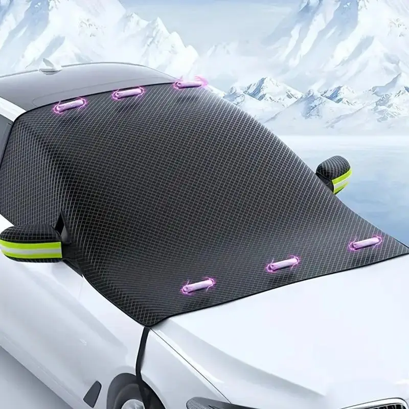 Winter Windscreen Cover Waterproof Windshield Protect Sunshade Snow Cover With Side Mirrors Cover 102 X 45 Inch Oxford Fabric