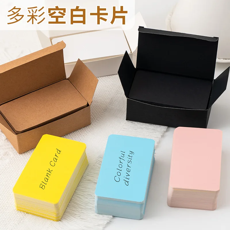 صندوق بطاقات صغير فارغ ملون يمكنك صنعه بنفسك جرافيتي سميك وبطاقة كلمة إنجليزية مربعة ورسائل مذكرة إضافية من الورق المقوى الصلب #2