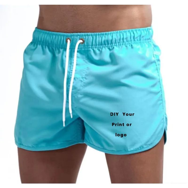 

Customized Logo Men's Swimming Pants Beach Shorts Rope Elastic Waist Breathable Soft Casual Shorts