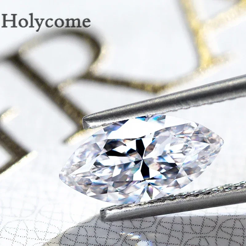 Holycome Moissanite Marquise Shape Brilliant Cut Multiple Sizes GRA Certificate VVS1 D Loose Gems Chic Beads for Jewelry Making