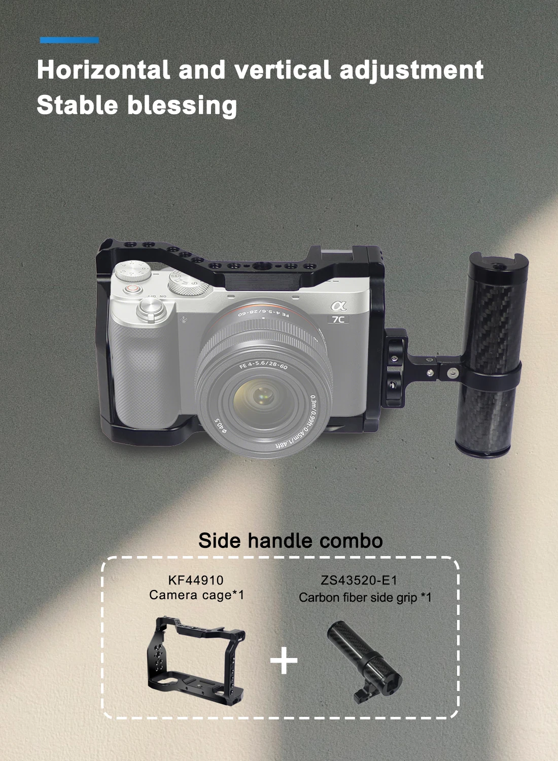 BGNing A7C2 A7CII A7CR Schnellwechselplatte L-Halterung Holzgriff Vollständige Abdeckung Kamerakäfig für Sony A7C SLR Handgriffhalter – Detail 18