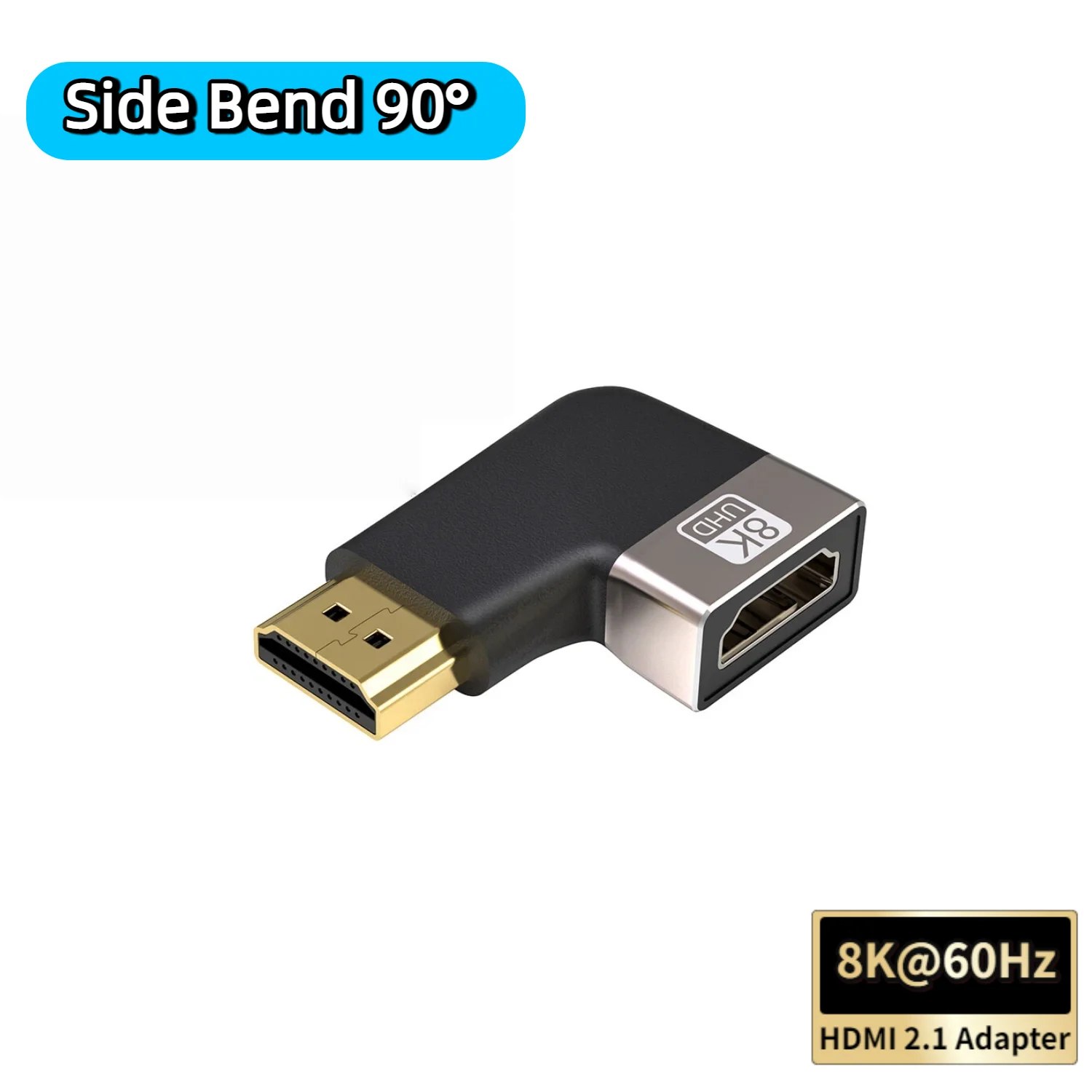 HDMI 90- und 270-Grad-Adapter, HDMI 2.1 8K@60Hz 2.0 4K@120Hz 2K rechtwinkliger HDMI-Stecker auf Buchse L-Adapter für HDTV PS4 PS5