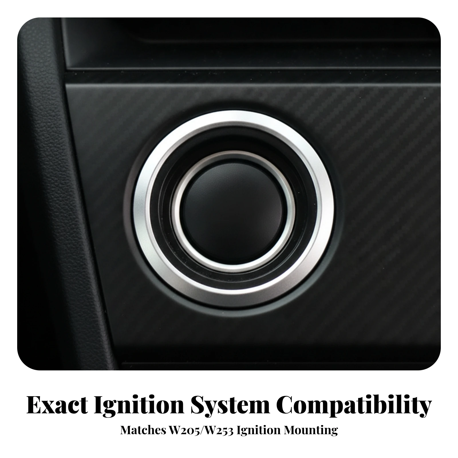 Ignition Button Trim Bezel Easy Installation Push Push-Button Button Trim Starter Knob Bezel Cover Rigid Molded for Dashboard