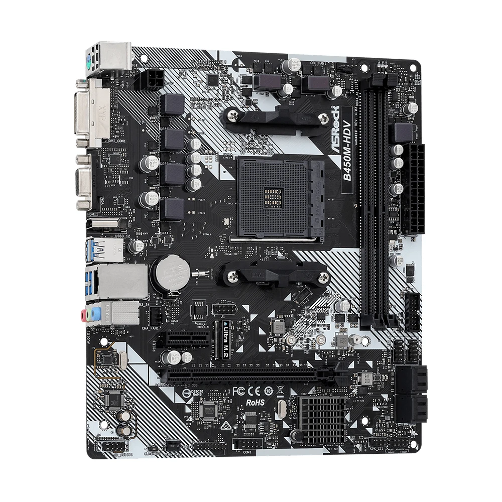 Imagem -04 - Placa-mãe Asrock-b450m-hdv R4.0 Memória 2xddr4 Dimm M.2 Nvme Sata3 Am4 Suporta Cpu Ryzen 5600 5600g r7 5700x3d