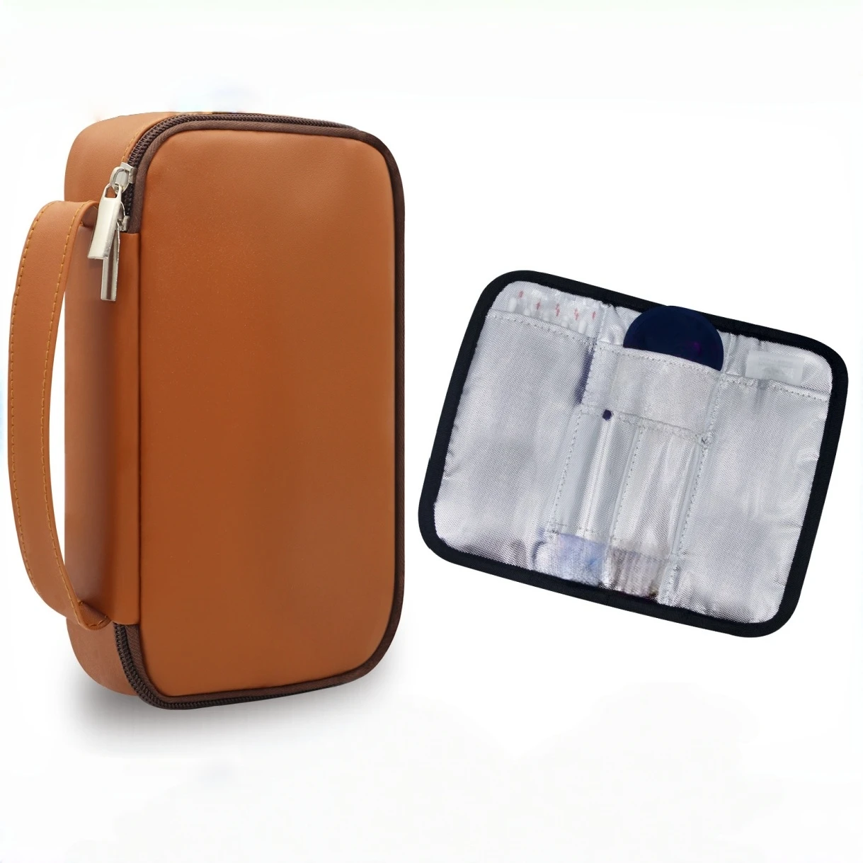 Brown Portable Diabetic Supplies Organizer Bag, Single Layer/Double Layer Insulin Travel Case, Bag Only