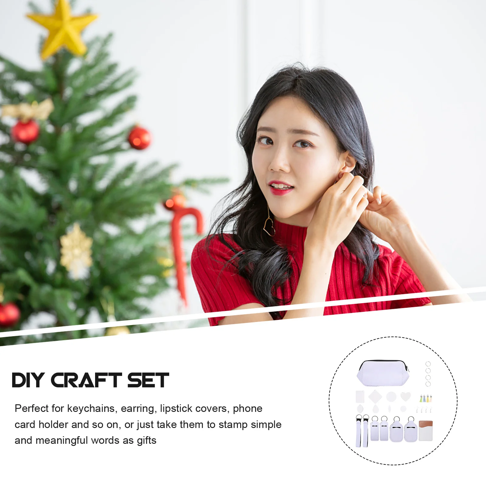 

1 set Diy Keychain Blanks Heat Transfer Earring Blank Bag Craft Supply Sublimation Jewelry Parts Lipstick Cover Phone Card