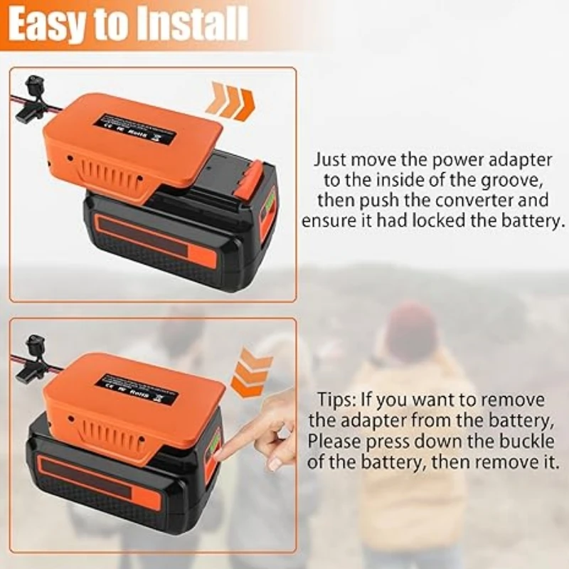 Power Wheels Adapter Battery Adapter For Black&Decker 36V-40V Battery 14AWG Wire With Fuse&Switch Power Convertor Dock Connector