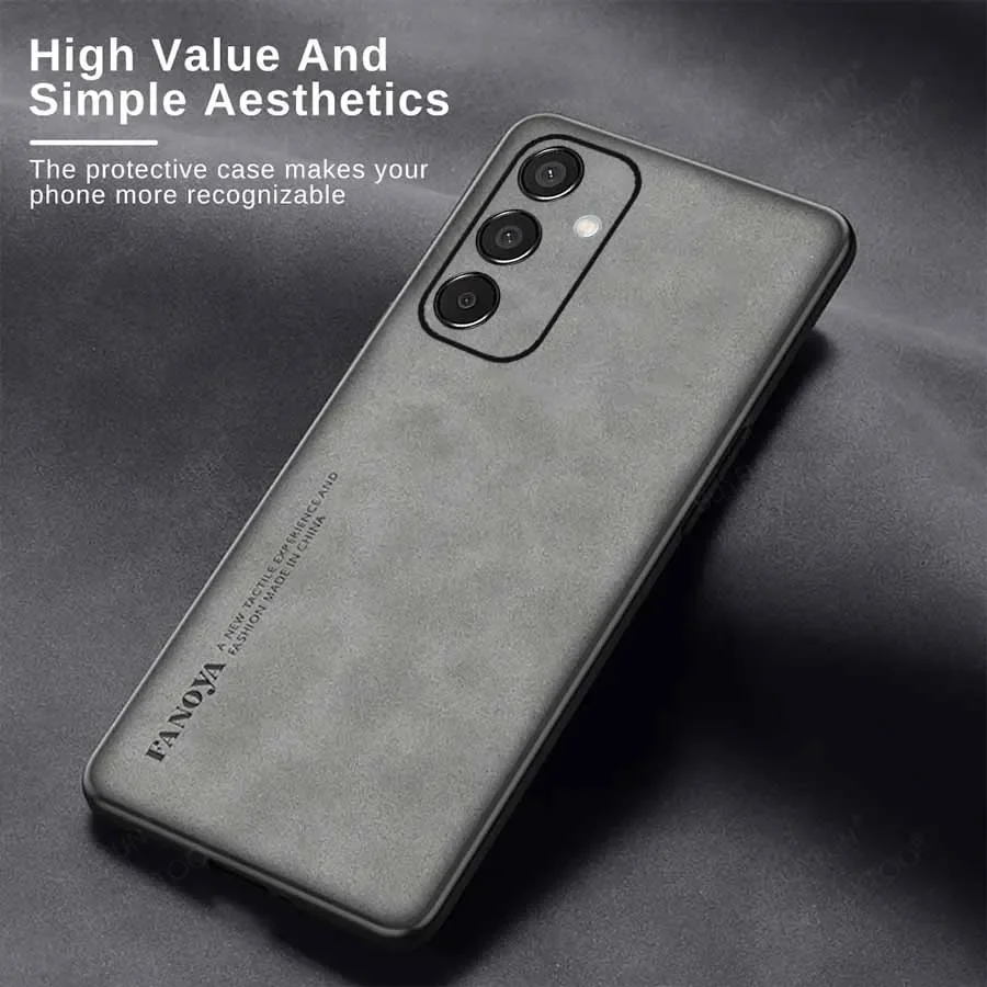 For Samsung Galaxy M15 Case Sheepskin Leather Soft TPU Frame Phone Cover For Samsung M15 M 15 15M 5G Camera Protection Fundas