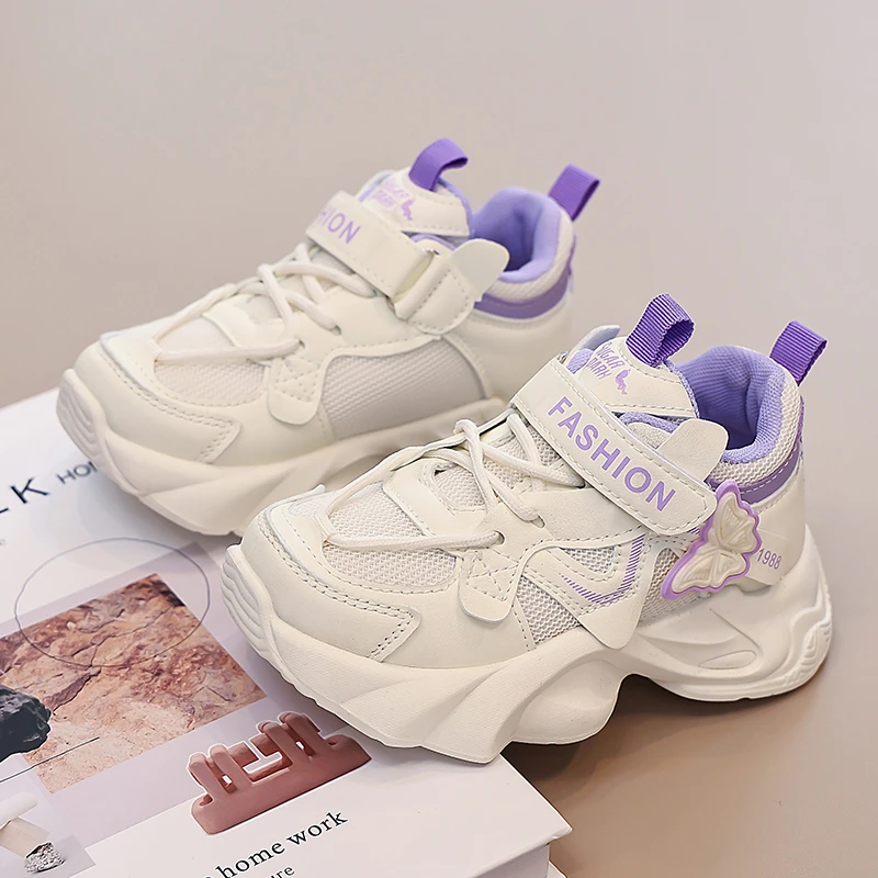 Mumoresip Girls Running Shoes Chunky Soft Sole Kids Sneakers Hook&loop 2026 New Fashion Children Sports Shoes Comfortable