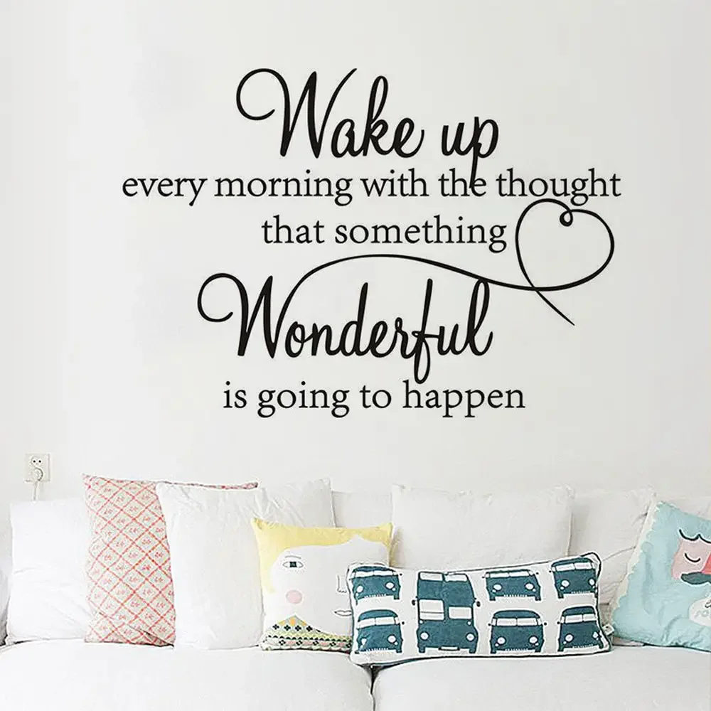 Artistic Fonts Letters Wall Sticker DIY Art Removable Morning Wake Up Mural Bedroom Wall Decals Wallstickers Home Room Decor