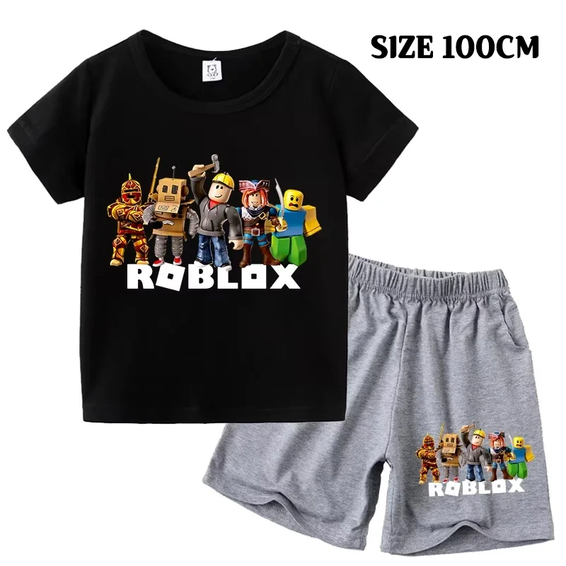 2025 تي شيرت السراويل Roblox setchildren الكرتون أنيمي الصيف قصيرة الأكمام تي شيرت السراويل ملابس رياضية للأطفال الملابس في الهواء الطلق