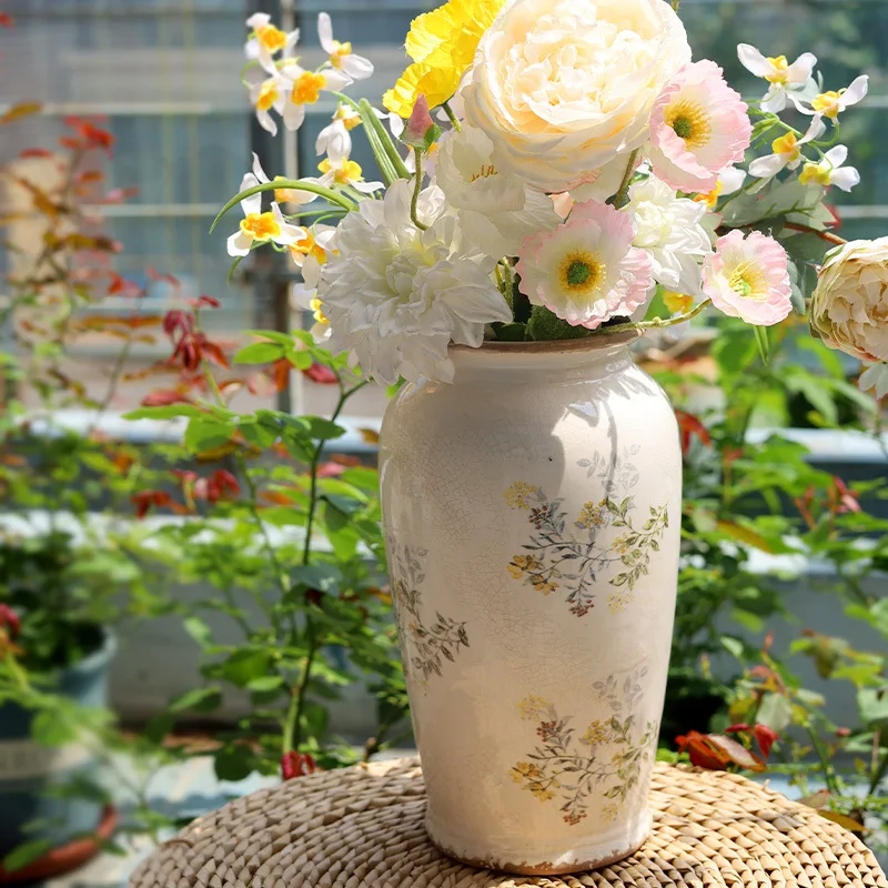 Rustic Vintage Ceramic Vase for Flower Arranging - Premium Water Cultivation Flower Vase, Home Décor Ornament