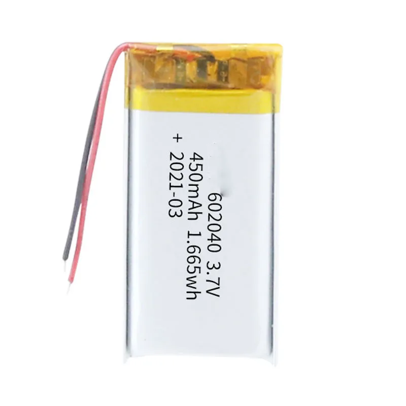 2/5/10/20 Pcs 3.7V 450mAh 602040 Lithium Polymer Ion Battery 2.0mm JST Connector