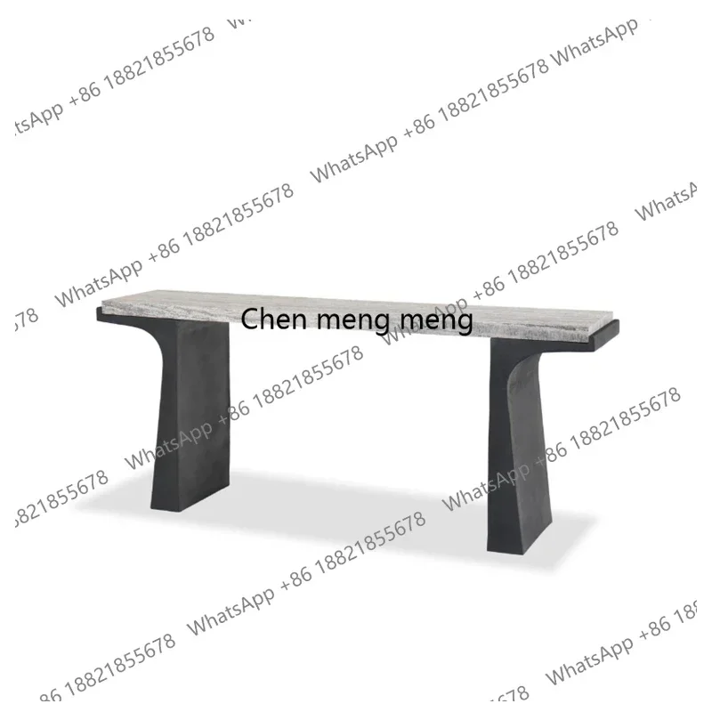 

Z136 Wabi-sabi wind cave stone entrance platform high-end sense of entry to the wall solid wood end view table table