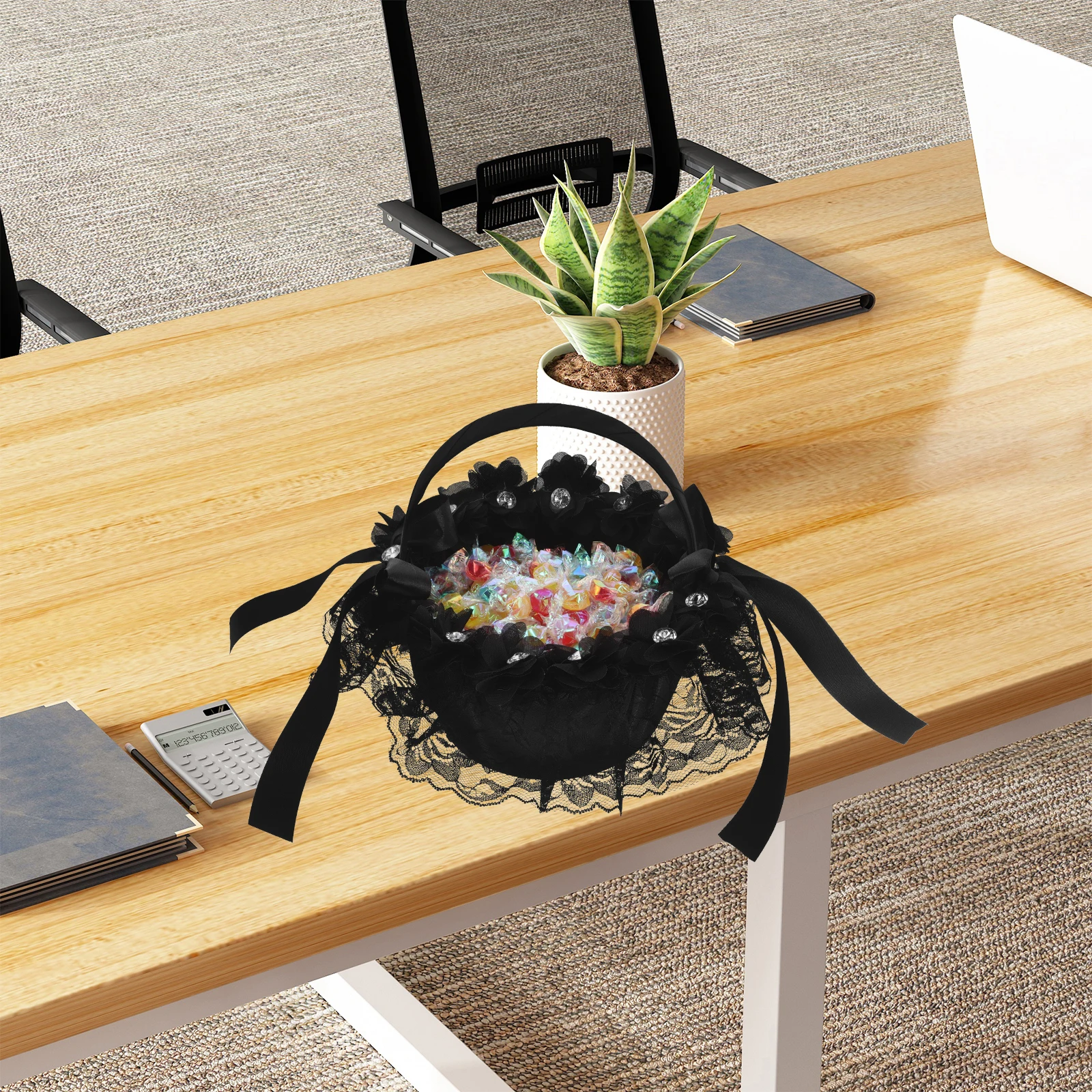Czarny Pleciony Koszyk do Przechowywania, Ręczny Koszyk dla Druhny na Kwiaty na Przyjęcia Weselne, Mini Koszyk na Kwiaty, Dekoracja, Przenośny Kosz na Pranie do Domu