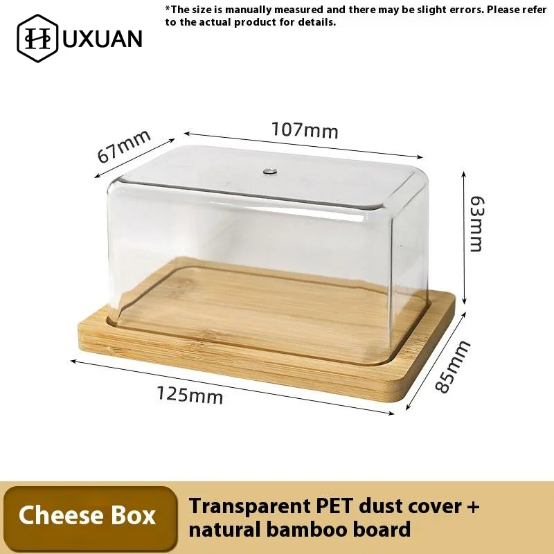 

Countertop Bamboo Butter Dish Plate With Transparent Acrylic Lid Kitchen Storage Butter Container Box Butter Tableware