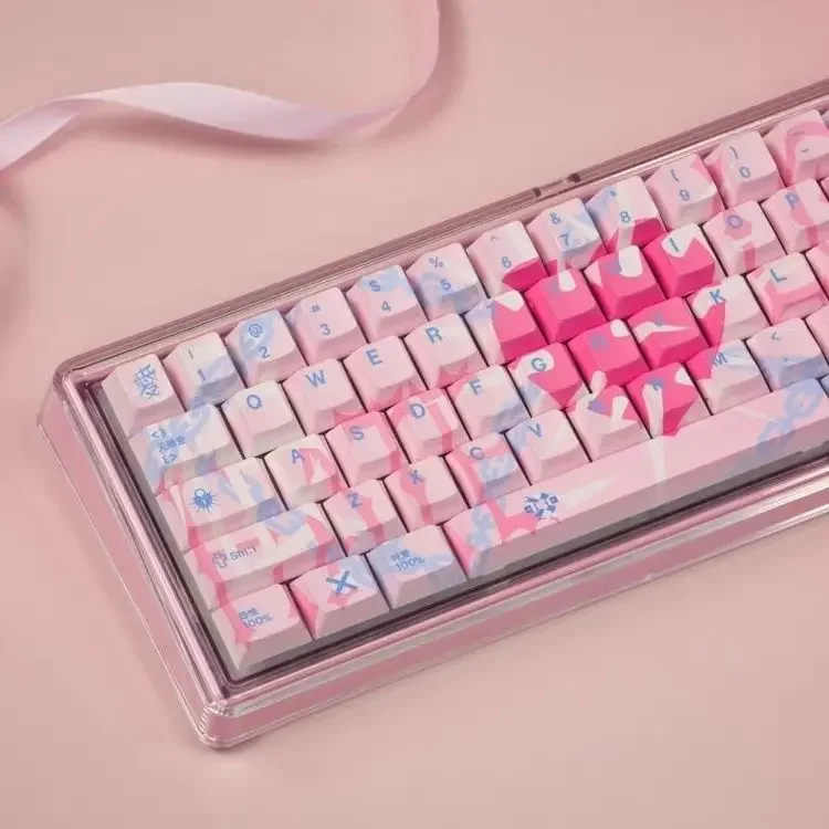 Keycap girl heart burst pink original height pbt hot sublimation adaptation machinery