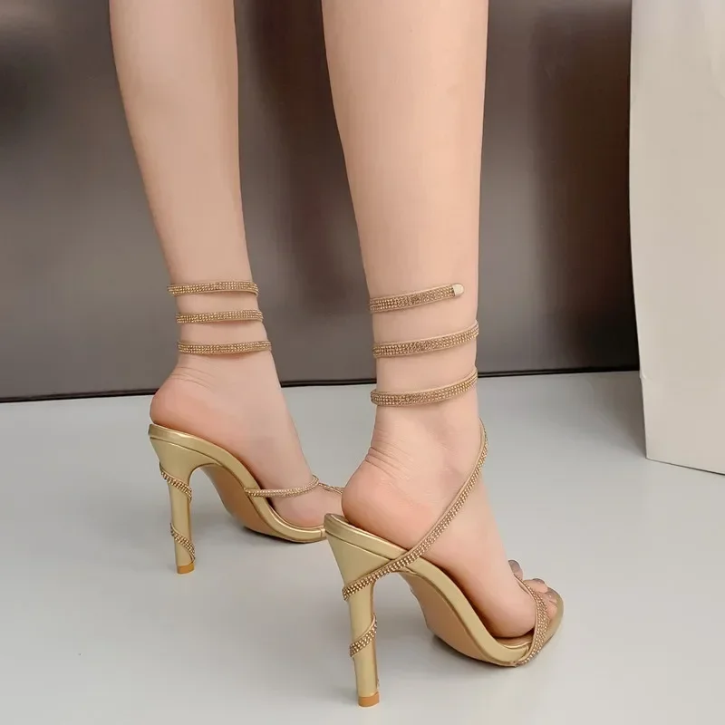 

2025 Sexy Narrow band Thin High heels Wedding Party Female Gladiator Sandals Summer Women Shoes