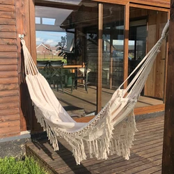 Grande 2 pessoas rede estilo boho macrame brasileiro fringed deluxe rede dupla balanço cadeira de suspensão interior balanço entrega