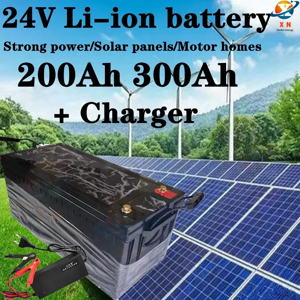 

Strong Power 24V 200Ah 300Ah Lithium Battery Pack 3.7v Li Ion Cell With 100A Bms For Solar Panels Inverter+20A Charger