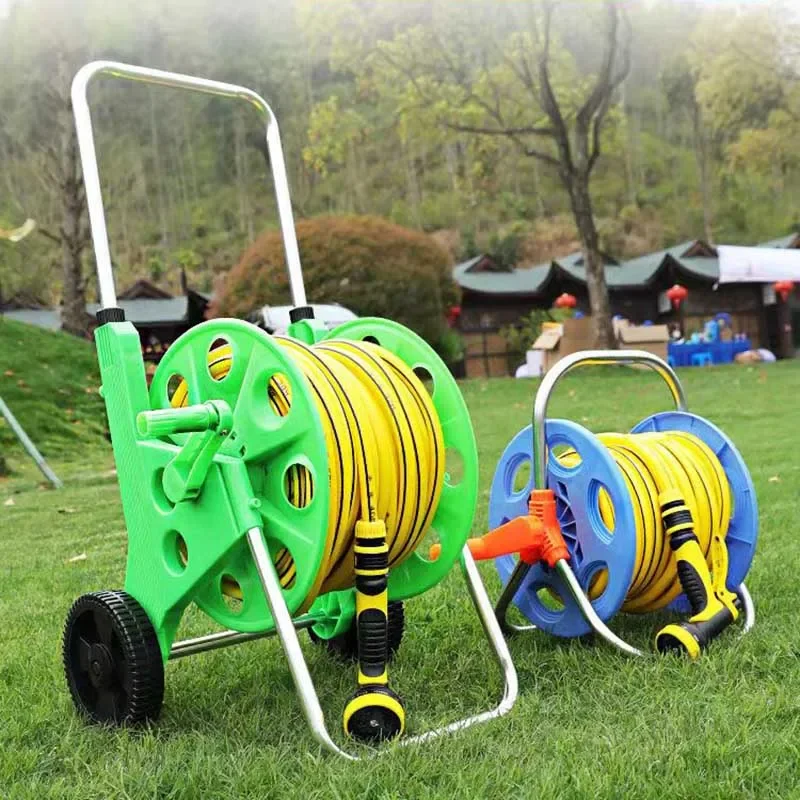 Mobile Water Pipe Cart: Hand-Push Storage Rack with Wheels, Hose Organizer, Portable Garden Cart, Efficient Hose Storage