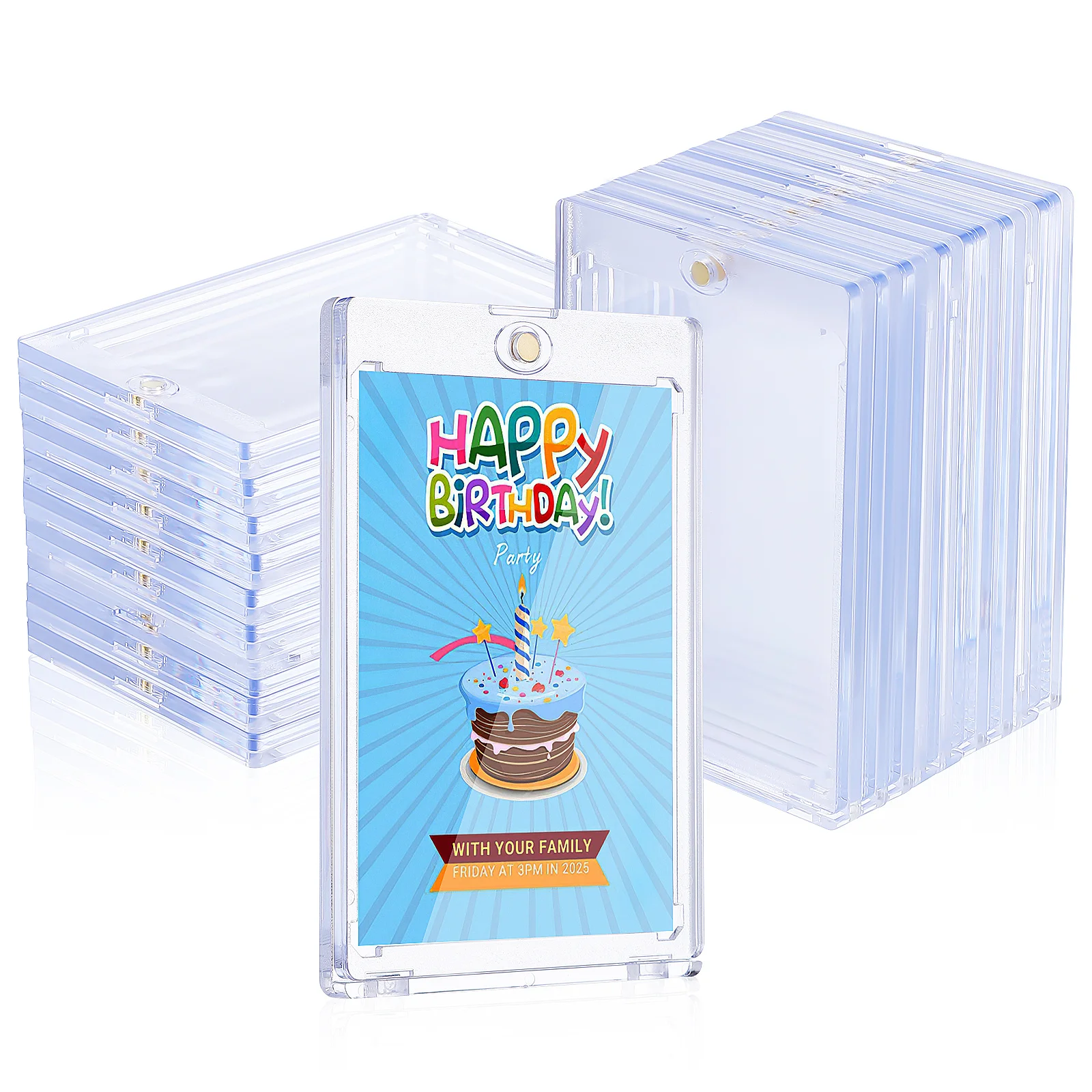 

18 Pcs Magnetic Card Holder Small Brick Anime Sleeves Box Baseball Case Protectors