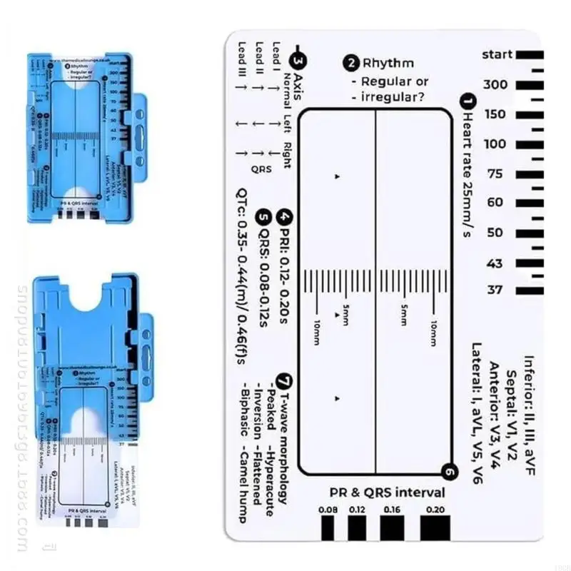 19QB Professional Pocket Card 7 Step Ruler For Easy Electrocardiogram Assessment Reference Guide Efficient Heart Data Reading
