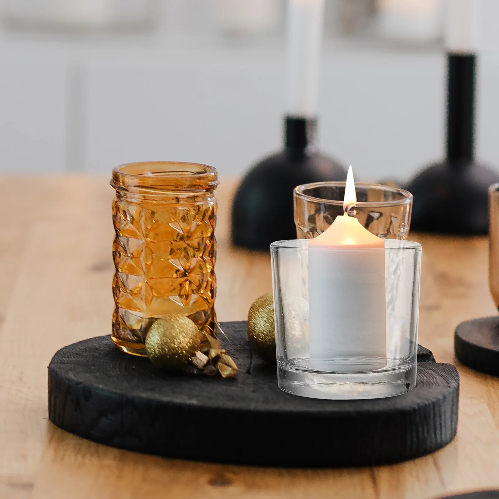 

8 шт., стеклянные держатели C, прозрачная текстура, круглые края, банкетный столб, St Shabbat, высокий чайный светильник, центральная часть для хранения