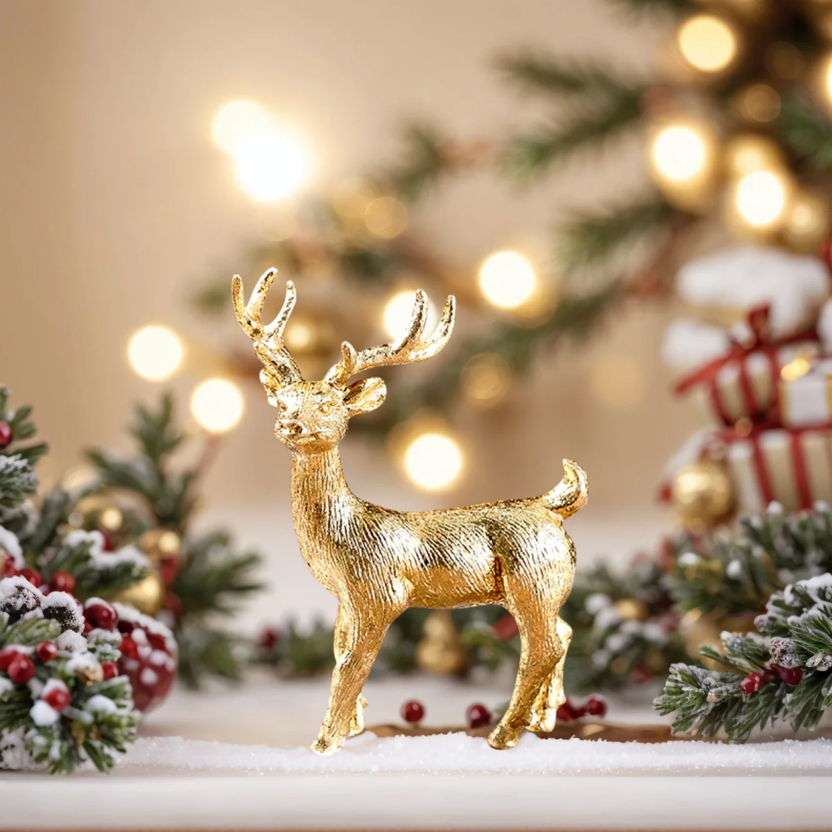3 Stück, Weihnachts-Mini-Rentier-Harz-Ornamente, bunte dreidimensionale Hirsch-Tischdekorationen, Kunsthandwerk – Detail 6