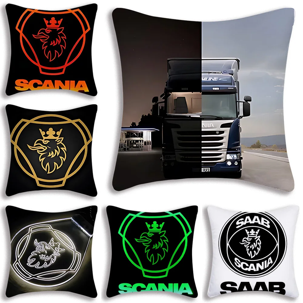 

Car Decoration S-Scania Pillow Covers Decorative Cushions Cover for Sofa Pillowcases Double-sided Printing Short Plush Cushion